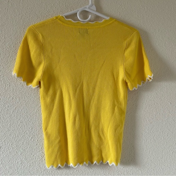 12th Heart Women’s Ribbed Top Sz Large Yellow Scallop Trimmings Coquette Cutesy - Picture 12 of 14